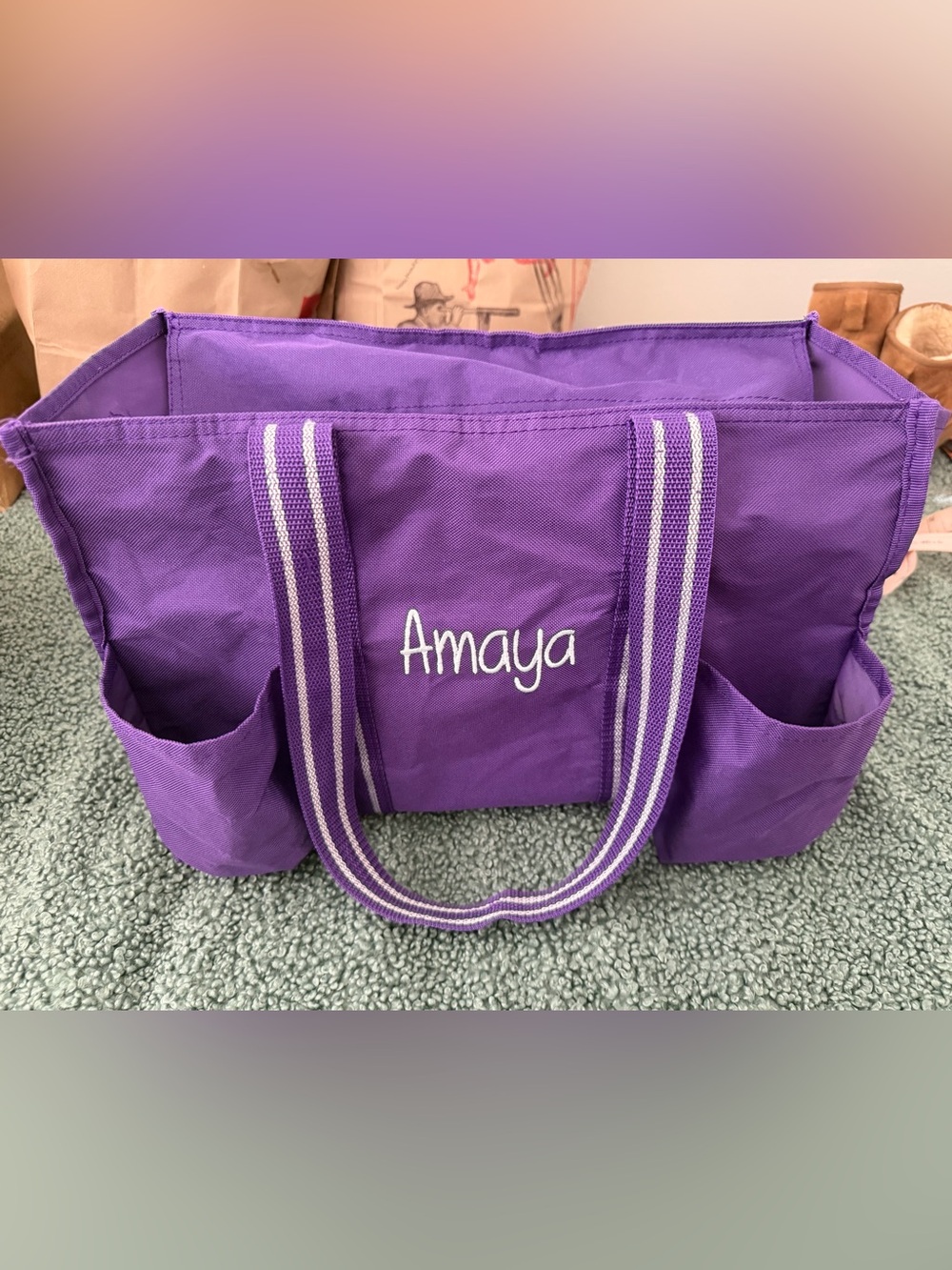 thirty-one Purple Canvas Tote with White-Trim Handles - Picture 2 of 11